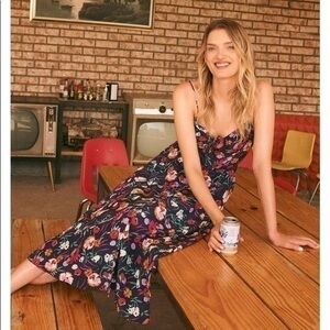 💋Anthropologie tie front Yumi Kim silk dress size S